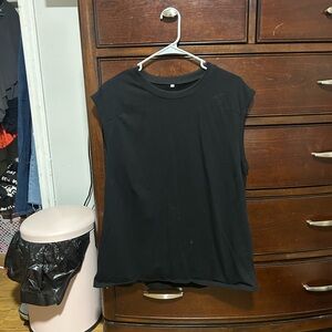 Blue Boxy Sleeveless Muscle Tee